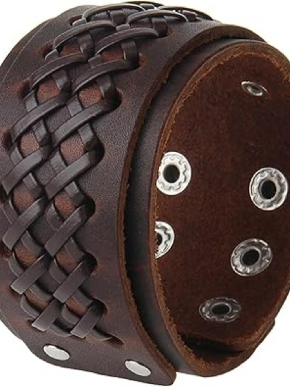 NEW Brown Leather Wristband Bracelet Handmade Wide Cuff Bangle Braided